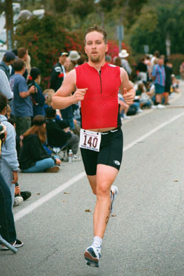 Dave finishing the last leg of a triathalon